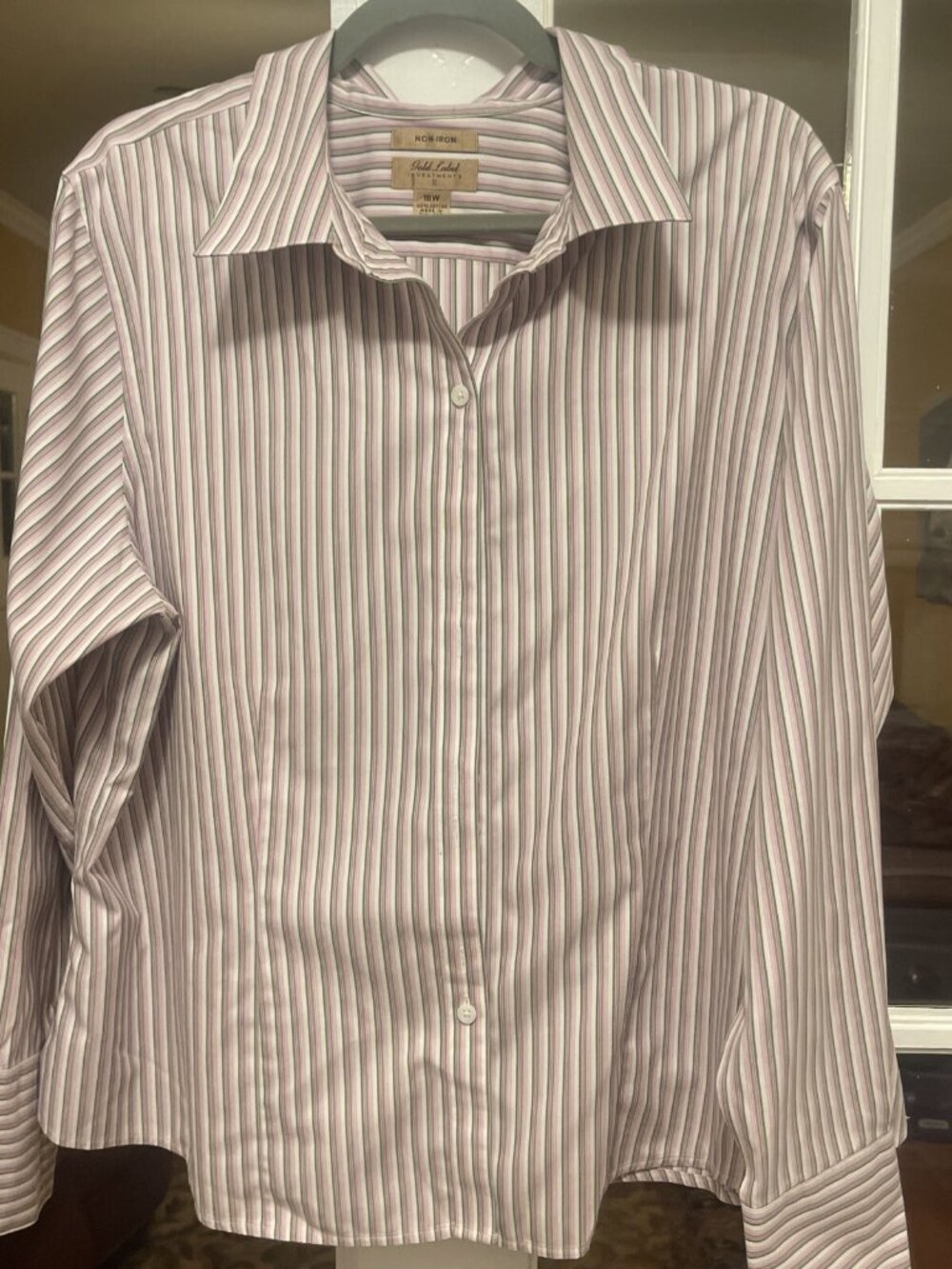 Gold Label Investments Sz 18W Non Iron Stripe L/S Button Up Shirt